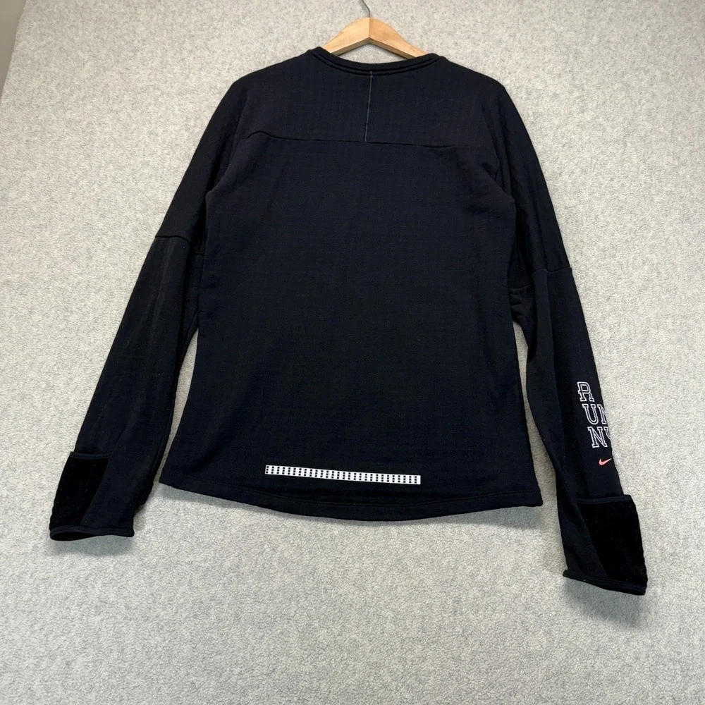 Nike Mens Sphere NYC 2018 Running Tee Black Long Sleeve Swoosh Logo Athletic S